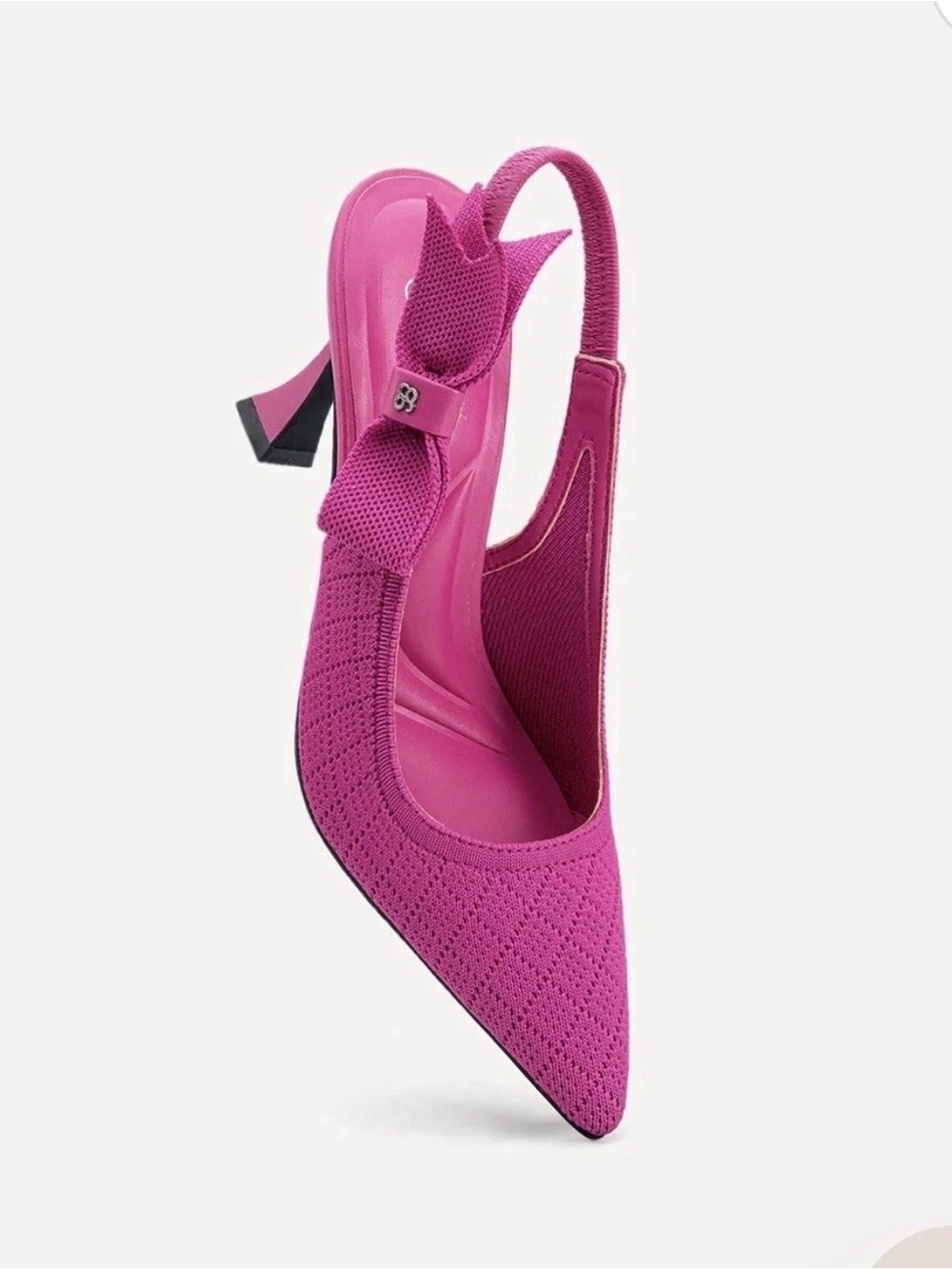 Women's Fuchsia Pink Cosy Island Sz 8 Slingback Pointed-Toe Heels Bow New - Picture 3 of 6